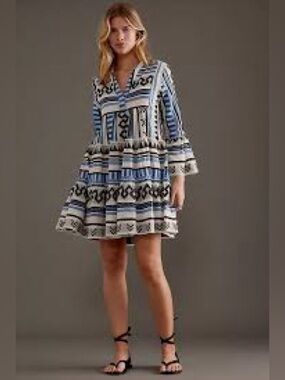 Pearl & Caviar Zakar Cotton Dress in the Blue/Black colorway
